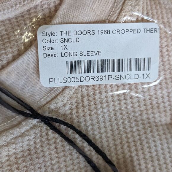 Free People The Doors Cropped Thermal Band Tee Sand sz 1X Daydreamer NWT - Picture 14 of 16